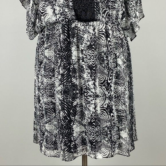 Badgley Mischka Womens Animal Print Beaded Dress Black Gray Chiffon size 12 - Picture 5 of 14